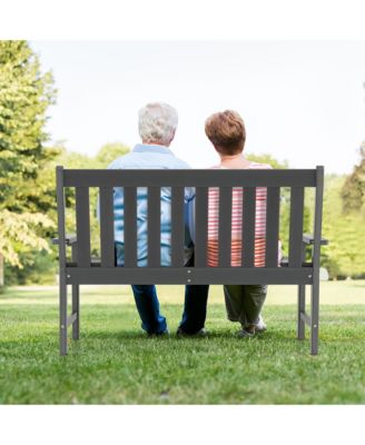 Garden Bench All-Weather HDPE 2-Person Outdoor Bench for Front Porch Backyard