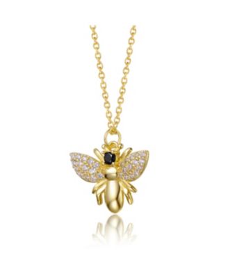 14K Gold Plated Cubic Zirconia Wasp Pendant Necklace