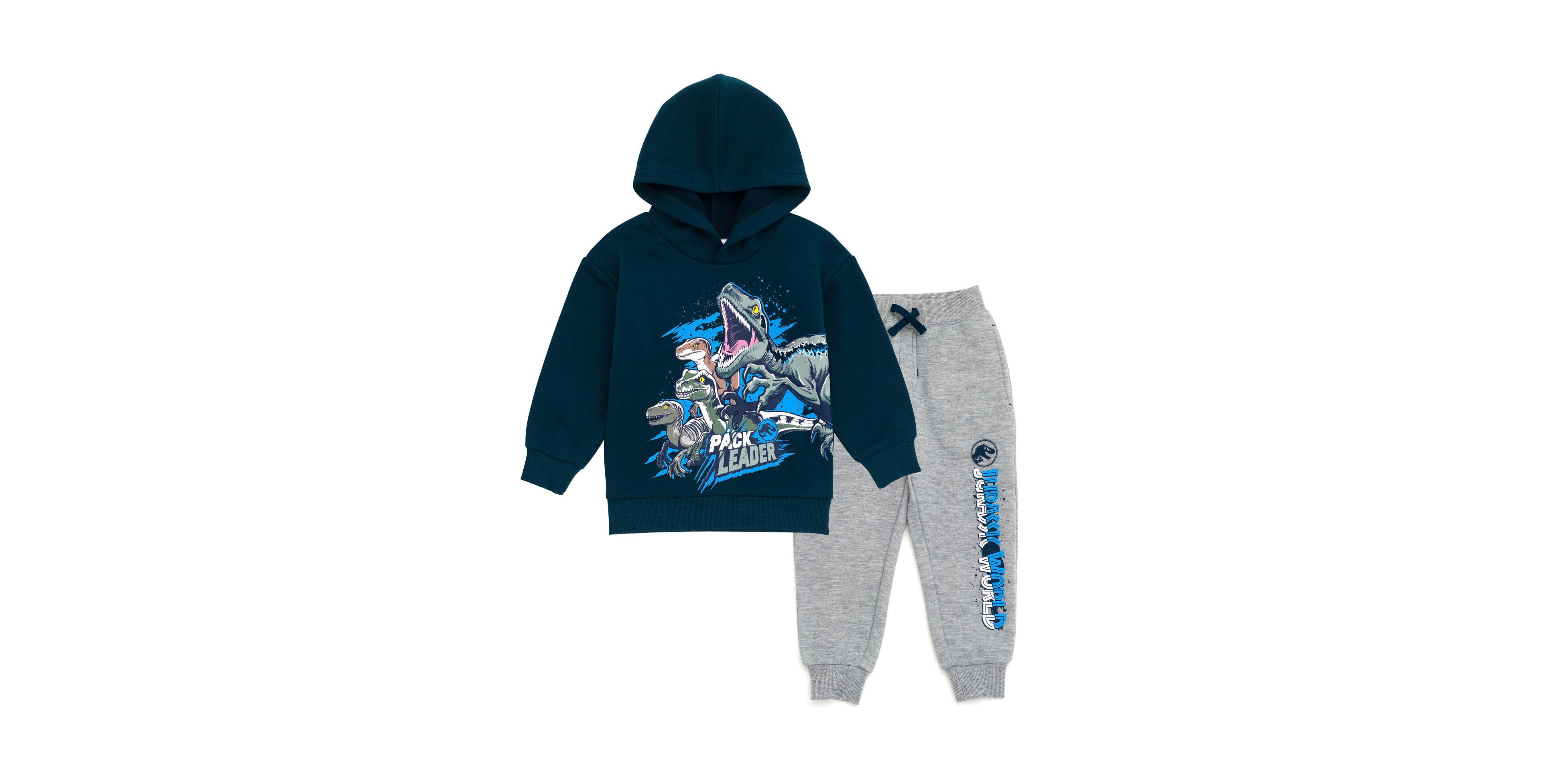 Jurassic World Toddler Boys Dinosaur Jurassic Park T-Rex Fleece Pullover Hoodie and Pants Outfit Set to