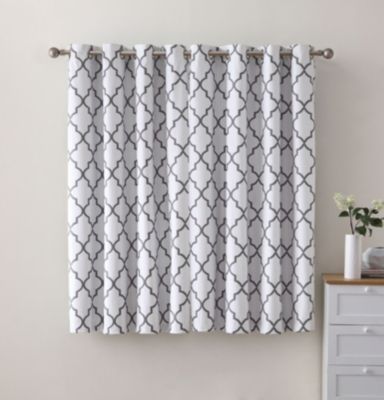 2 Piece 100% Full Blackout Trellis Grommet Top Window Curtain Panels