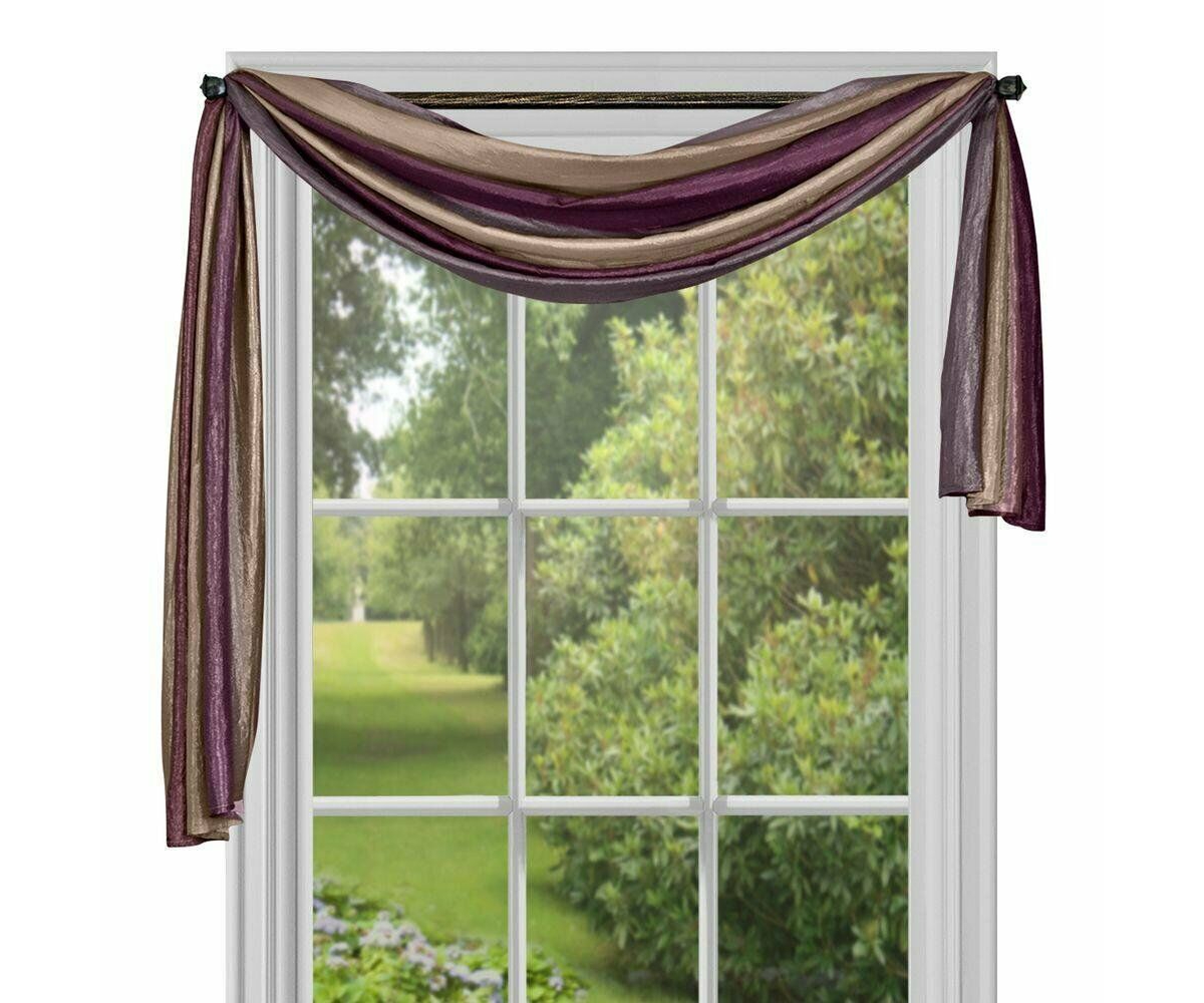 Royal Ombre Crushed Semi Sheer Single Window Scarf Valance Treatment - Chocolate