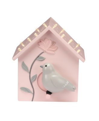 Petals Pink/Gray Birdhouse Table Top Night Light LED Lamp