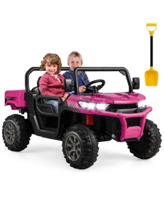 24V Kids Ride On Dump Truck 2-Seater Electric Truck w/ Remote Control Rose Red