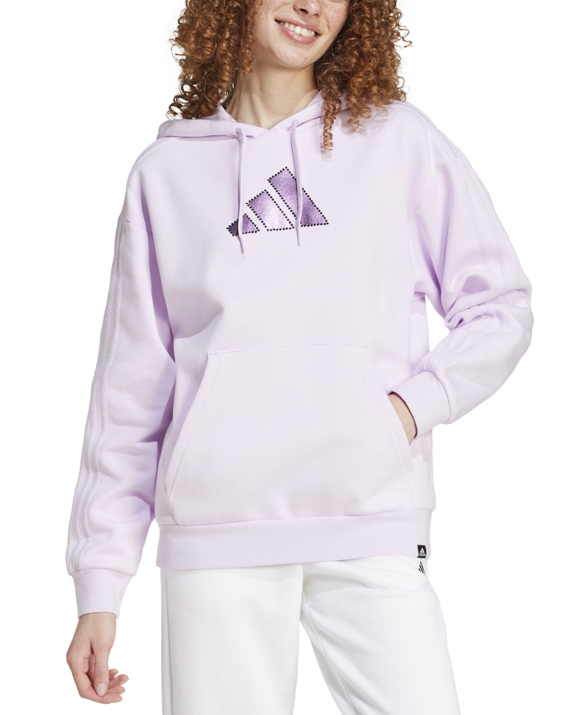 Adidas Originals Women s Holiday Graphic 3 stripes Oversized Hoodie In Ice Lavender ModeSens
