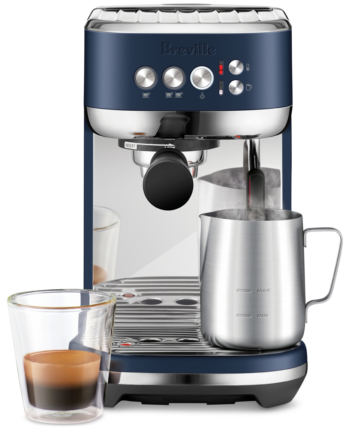 Breville Bambino Plus Thermojet Espresso Maker With Steam In Damson Blue