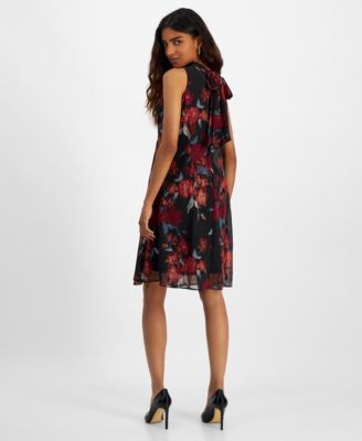 Petite Printed Chiffon A-Line Dress