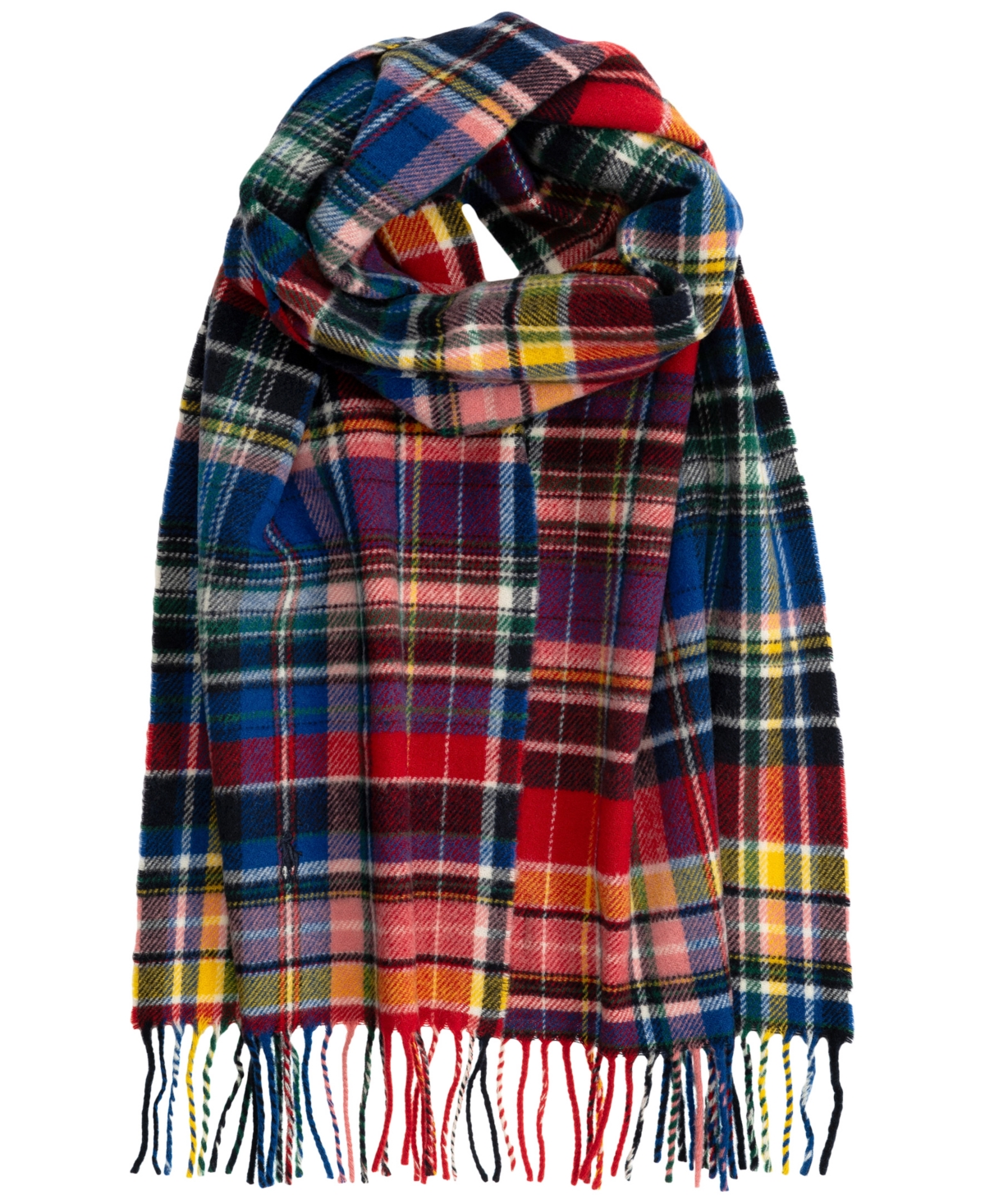 Polo Ralph Lauren Men's Woolen Plaid Scarf In Blue,red Multi