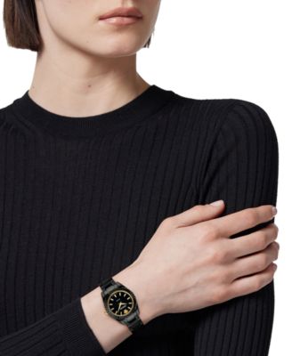 Women's Swiss DV One Mini Black Ceramic Bracelet Watch 28mm