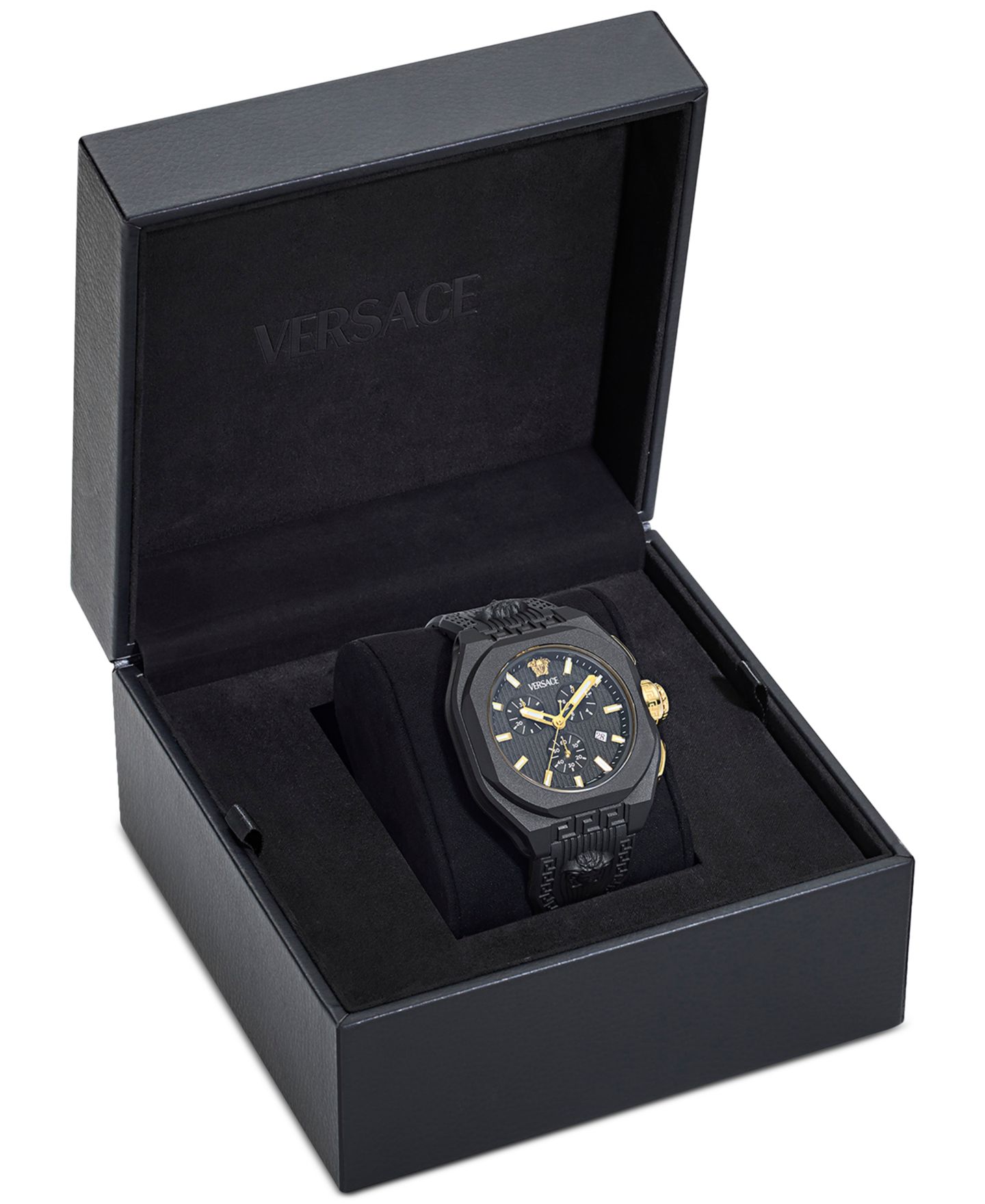 Мужские часы Versace Swiss Chronograph Black Silicone Strap Watch 44mm — фото 4