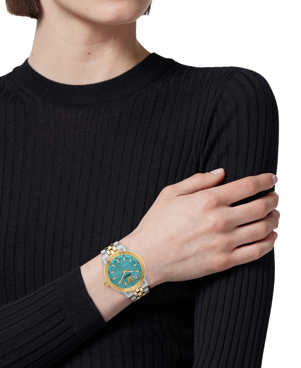 Versace V-code 36mm In Two Tone