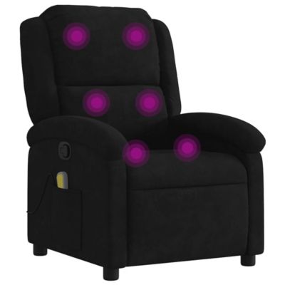 Massage Recliner Chair Black Velvet, metal, plywood Single