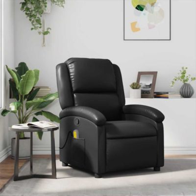 Massage Recliner Chair Black Faux Leather