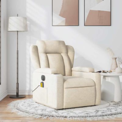 Massage Recliner Chair Cream Polyester, Metal, Plywood Standard