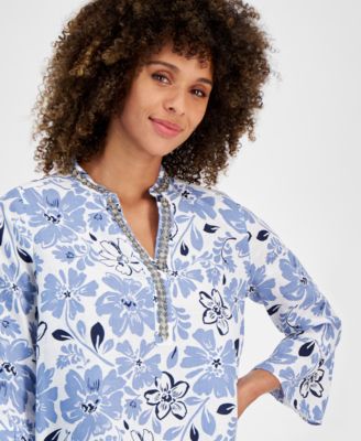 Charter Club Women's Woven Embellished 100% Linen Mini Dress, Created for  Macy's - Macy's
