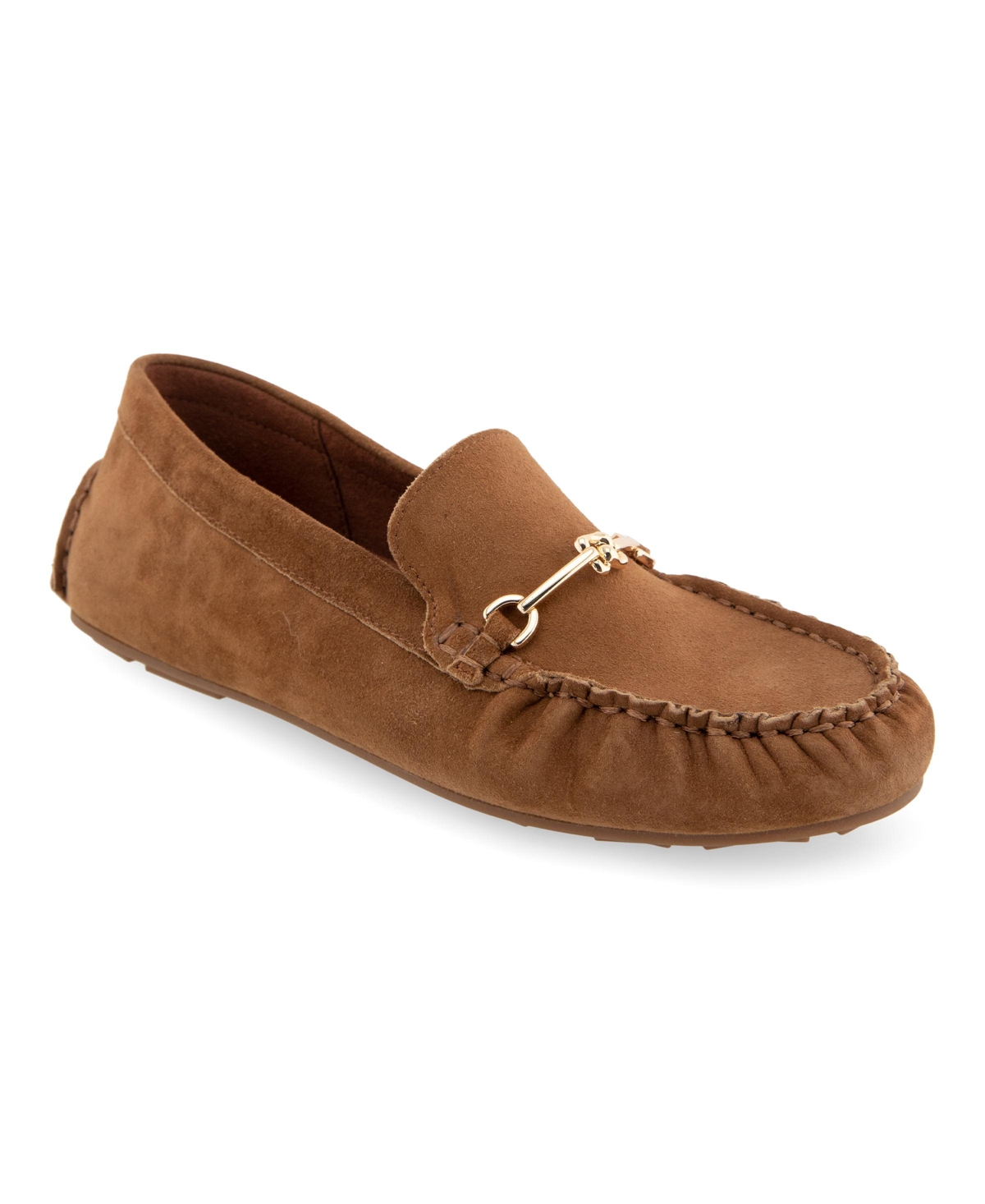 Aerosoles Women's Chris Buckle Flats In Brown Tobacco Suede