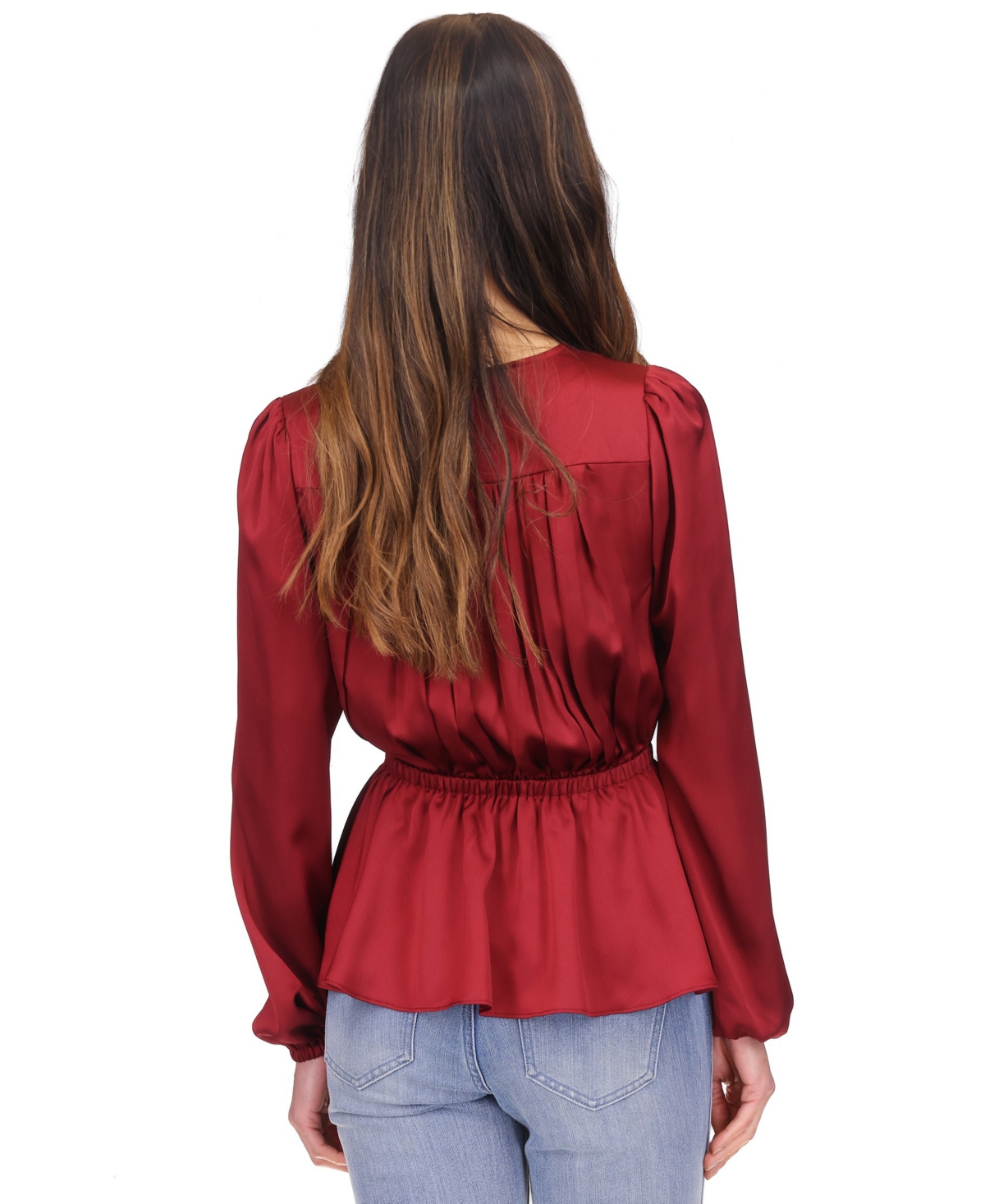 Michael Michael Kors Women's Satin Faux-Wrap Peplum Top