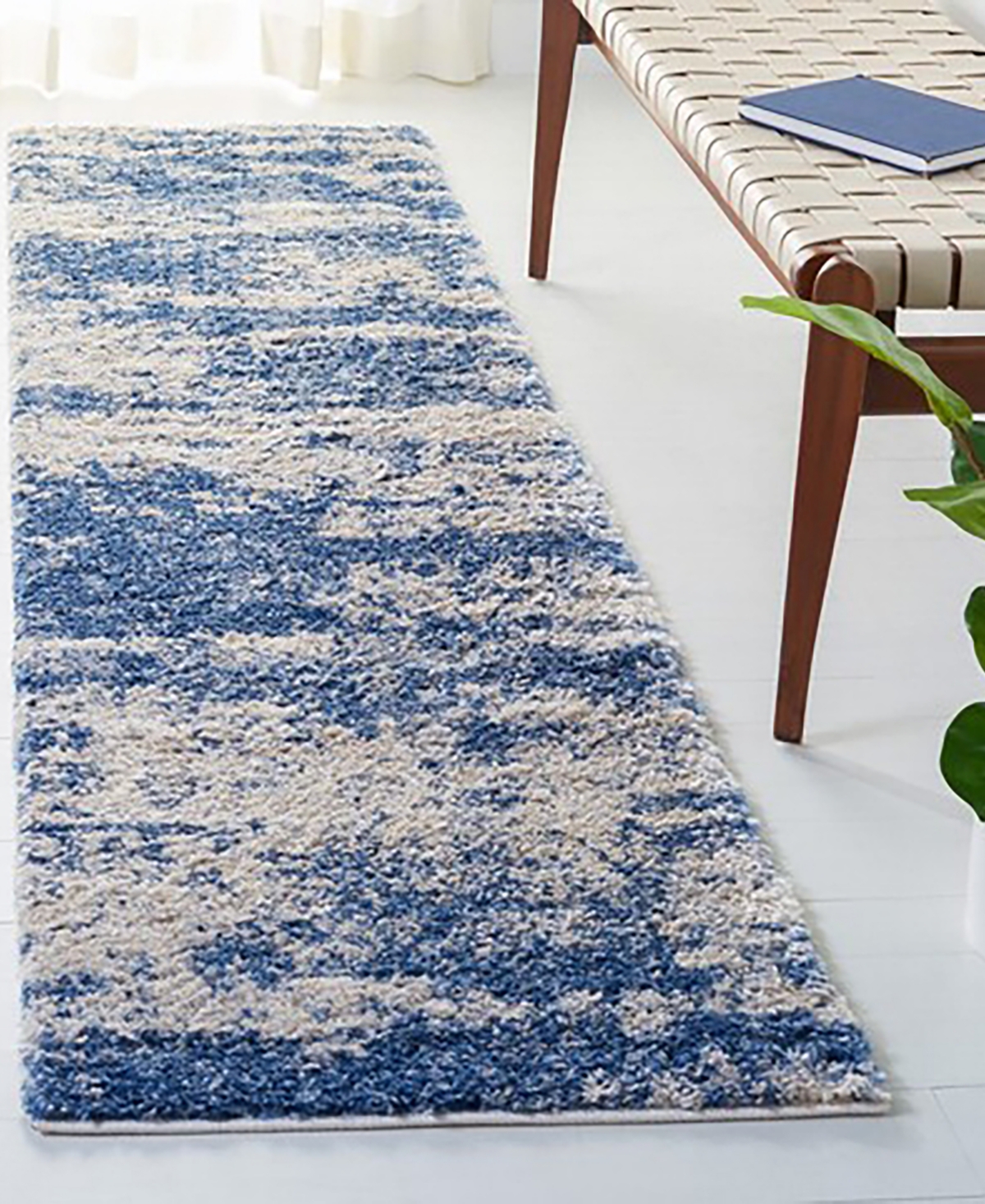 Safavieh Berber Shag 100 BER219B 2'x10' Area Rug -Blue