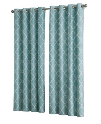 2 Piece 100% Full Blackout Trellis Grommet Top Window Curtain Panels
