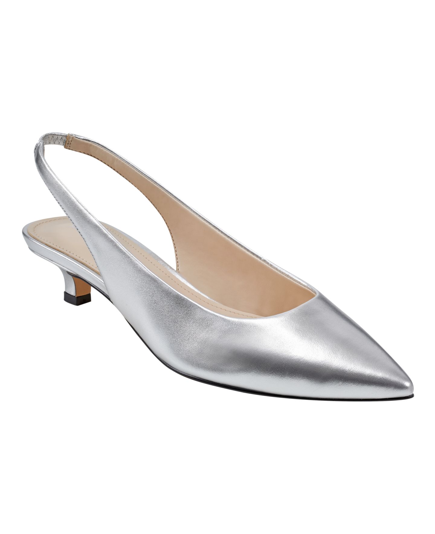 Женские туфли Marc Fisher LTD Posey Pointy Toe Dress Slingback, цвет: Серебряный кожаный — фото 1