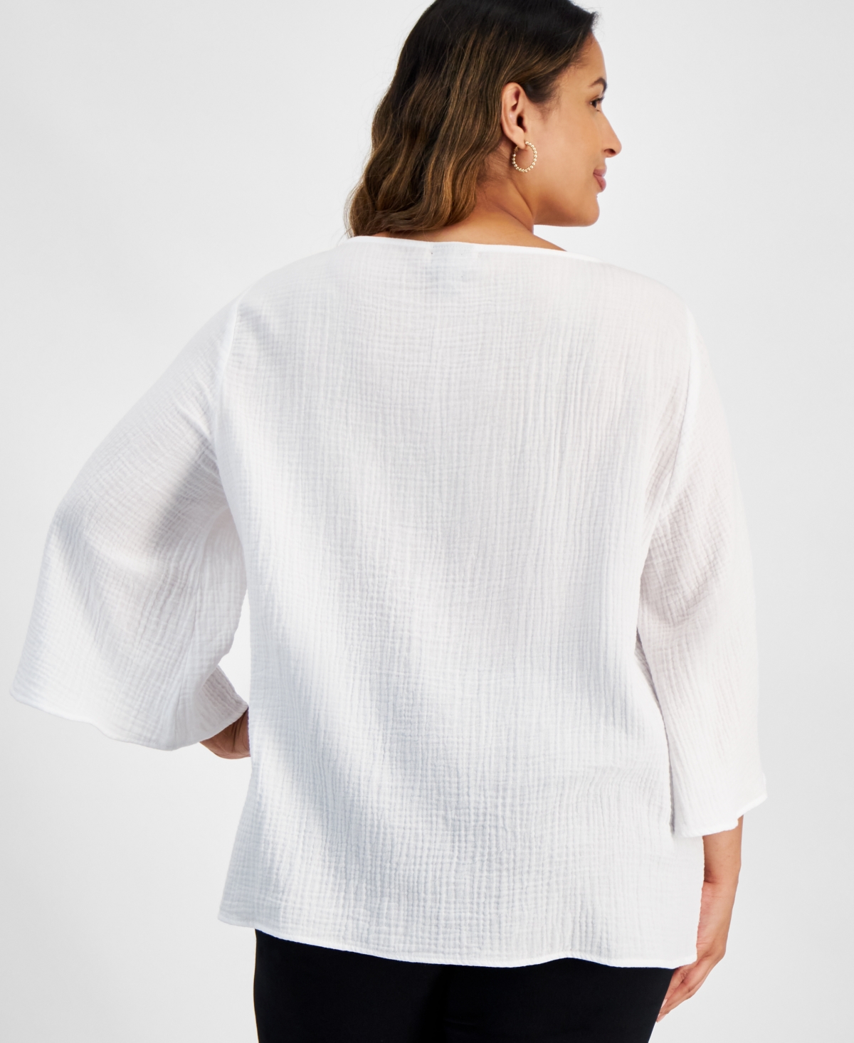 Macy's Plus Size Mirella Embellished-neck Kimono Top, Created For  In Bright White