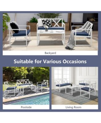 4 Pieces Outdoor Conversation Set with Sturdy Steel Frame