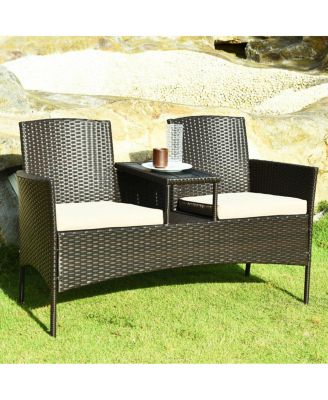 Patented Modern Patio Set with Built-in Coffee Table and Cushions