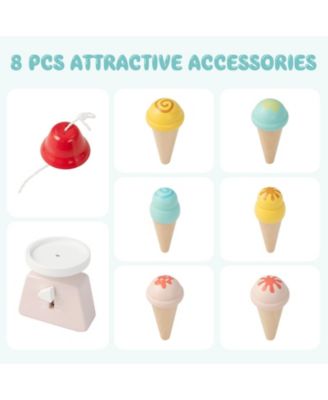 Kids Wooden Ice Cream Cart with Chalkboard and Storage