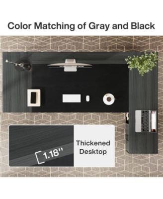 78" L-Shaped Executive Desk, Large Office Desk with Drawers and Lateral File Cabinet, Business Furniture with Storage Shelves, Modern Computer Desk for Home Office