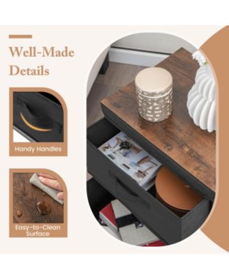 2-Drawer Nightstand with Removable Fabric Bins and Pull Handles-Black