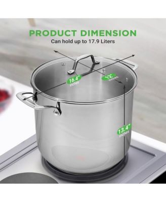 Stainless Steel Cookware Stockpot - 19 Quart, Heavy Duty Induction Pot, Soup Pot With Lid