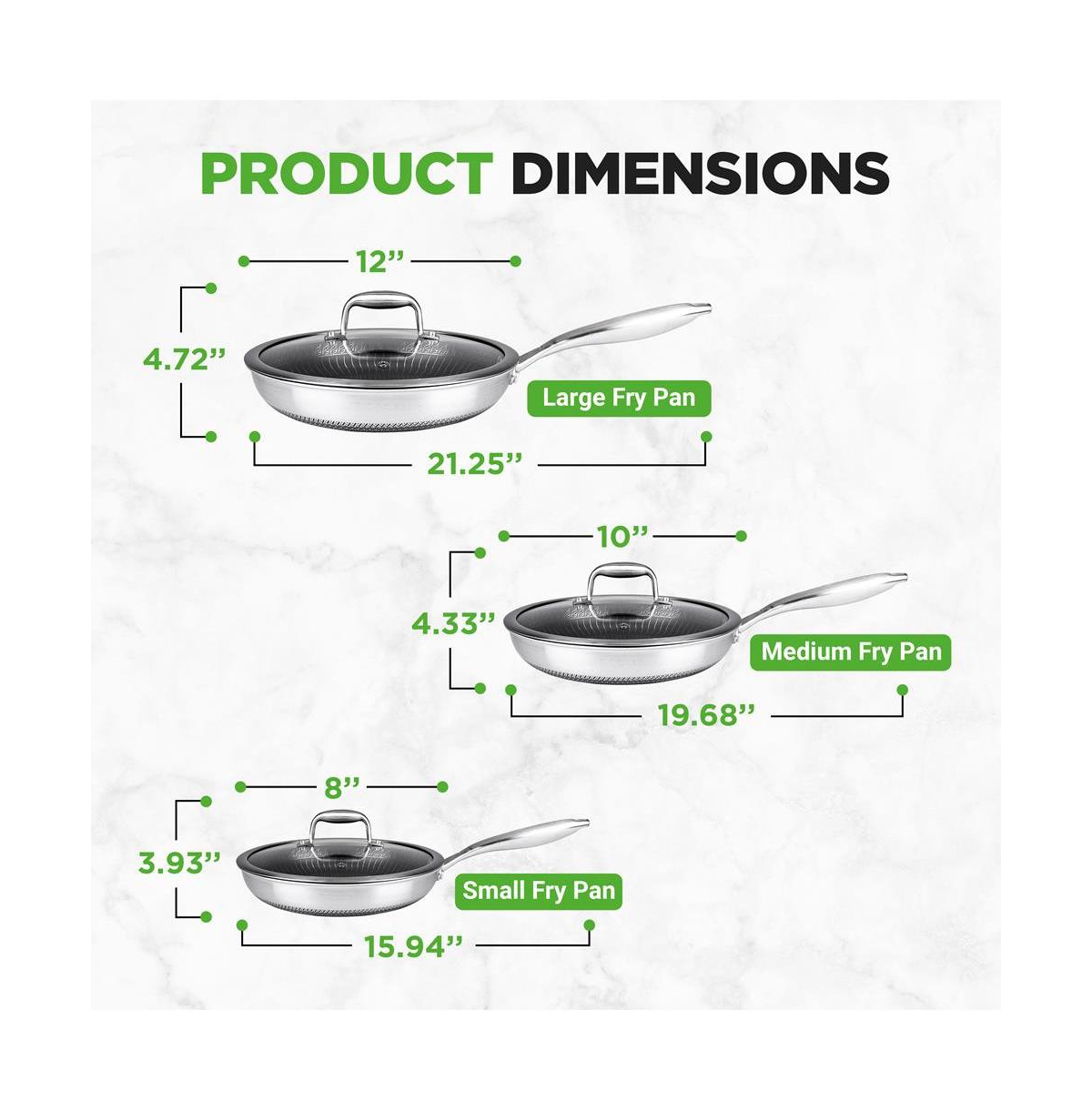 NutriChef Kitchenware Pots & Pans Set - TriPly Stainless Steel Cookware, Dakin Etching Non-Stick Coating Inside and Outside (6-Piece Set) - Assorted p