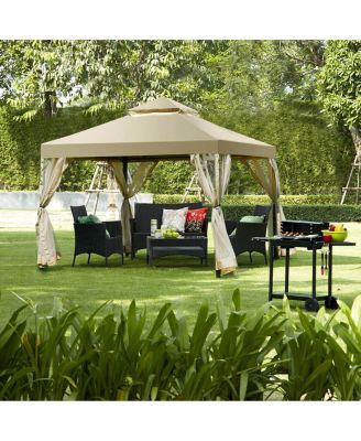 Outdoor 2-Tier 10 Feet x 10 Feet Screw-free Structure Shelter Gazebo Canopy