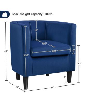 Yaheetch Single Piece Velvet Fabric Barrel-shaped Upholstered Accent Arm Chair