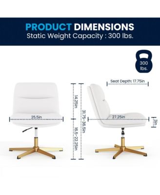 Biel Mid-Back Swivel Office Chair, Height-Adjustable Armless Design with Padded Upholstered Wide Seat and Strong Frame