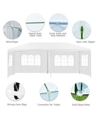 10 x 20 Feet 6 Sidewalls Canopy Tent with Carry Bag-White
