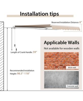 Outdoor Manual Retractable Awning Cover Shelter Patio Sun Shade-Beige