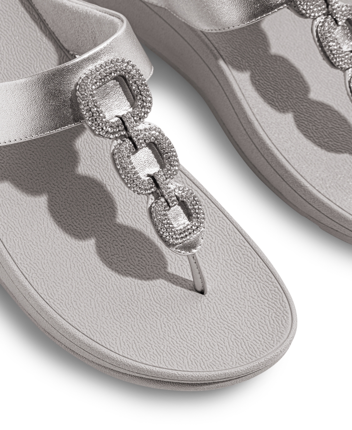 FitFlop Women's Fino Crystal Chain Leather Toe-Post Sandals