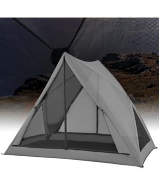 Pop-up Camping Tent for 2-3 People with Carry Bag and Rainfly for Backpacking Hiking Trip-Gray