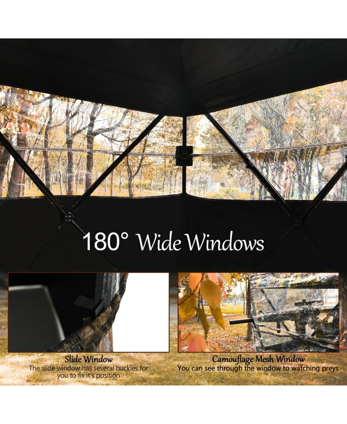 Sugift 3 Person Portable Surround View Tent with Slide Mesh Window