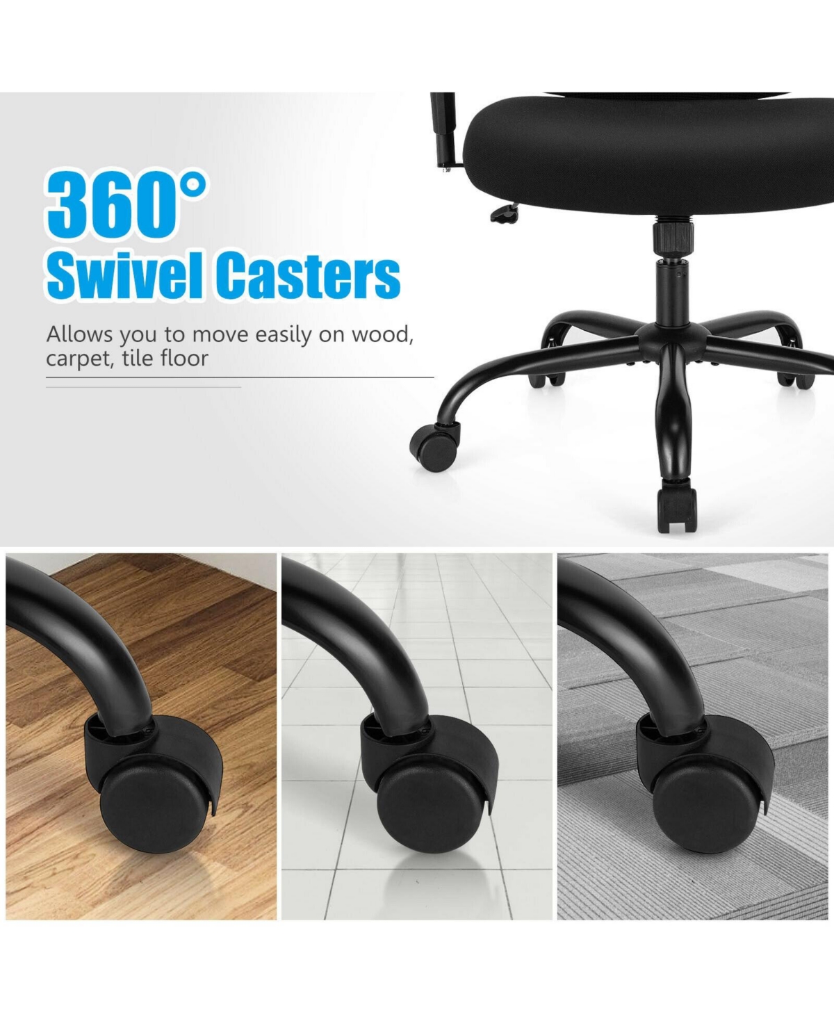 Sugift 400LBS Mesh Big and Tall Office Chair Swivel Task Chair