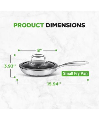 8'' Stir Fry Pan with Glass Lid - Triply Stainless Steel Cookware, DAKIN Etching Non-Stick Coating Inside and Outside