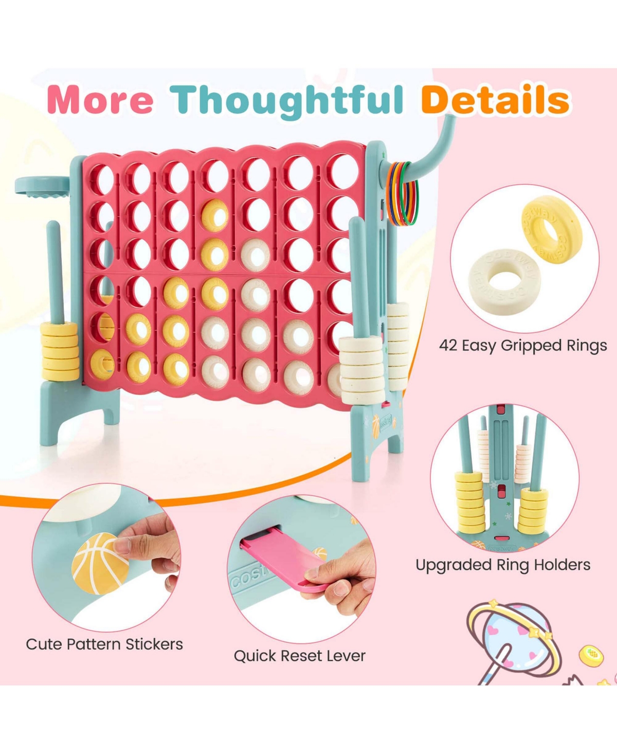 Costway Jumbo 4-to-Score A Row Giant Game Set with Carry Bag Stickers for Kids Adults