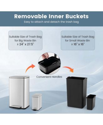 2 Pack Trash Can Combo Set with Step-on Pedal Removable Inner Buckets for Kitchen