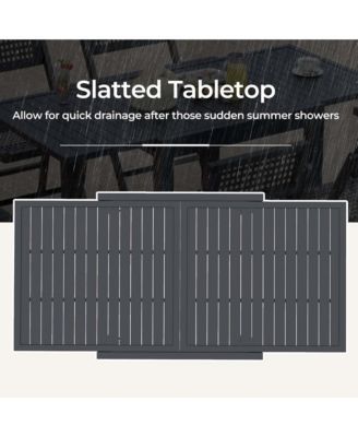 31.5"-63" Aluminum Expandable Patio  for 4-6 Person with Slatted Tabletop Dining Table