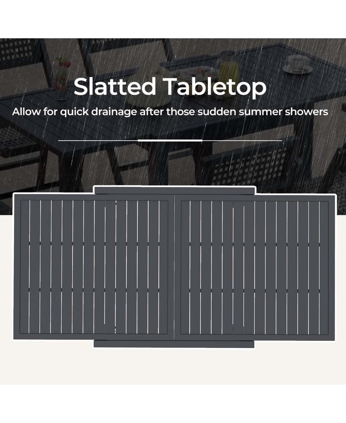 Costway Expandable Patio Dining Table for 4-6 Person with Slatted Tabletop