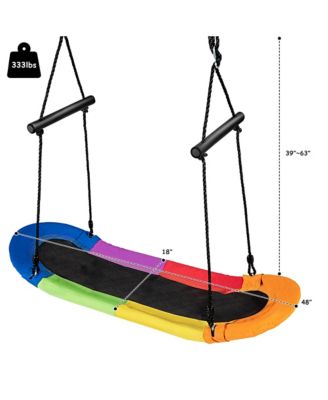 Saucer Tree Swing Surf Kids Outdoor Adjustable Oval Platform Set w/ Handle Green