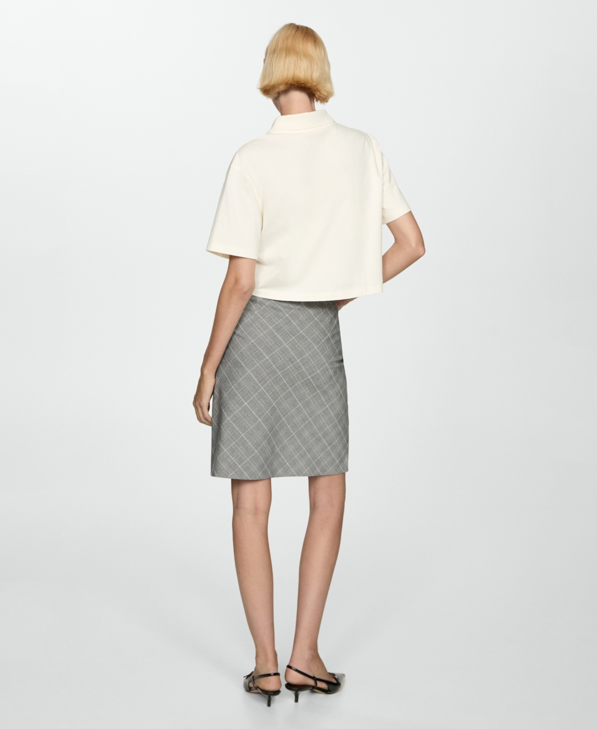 Mango Women's Decorative Bow Check Skirt