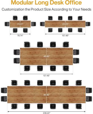 13FT Conference Table, Large Rectangle Conference Room Table, Long Meeting Seminar Table Business Tables for 10-14 People (Two Tables)