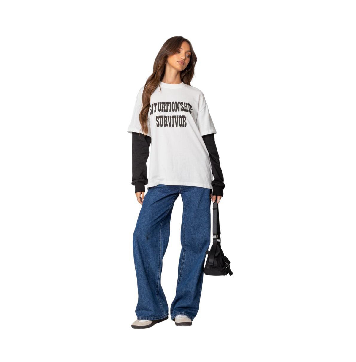 Edikted Women's Situationship Oversized Layered T Shirt