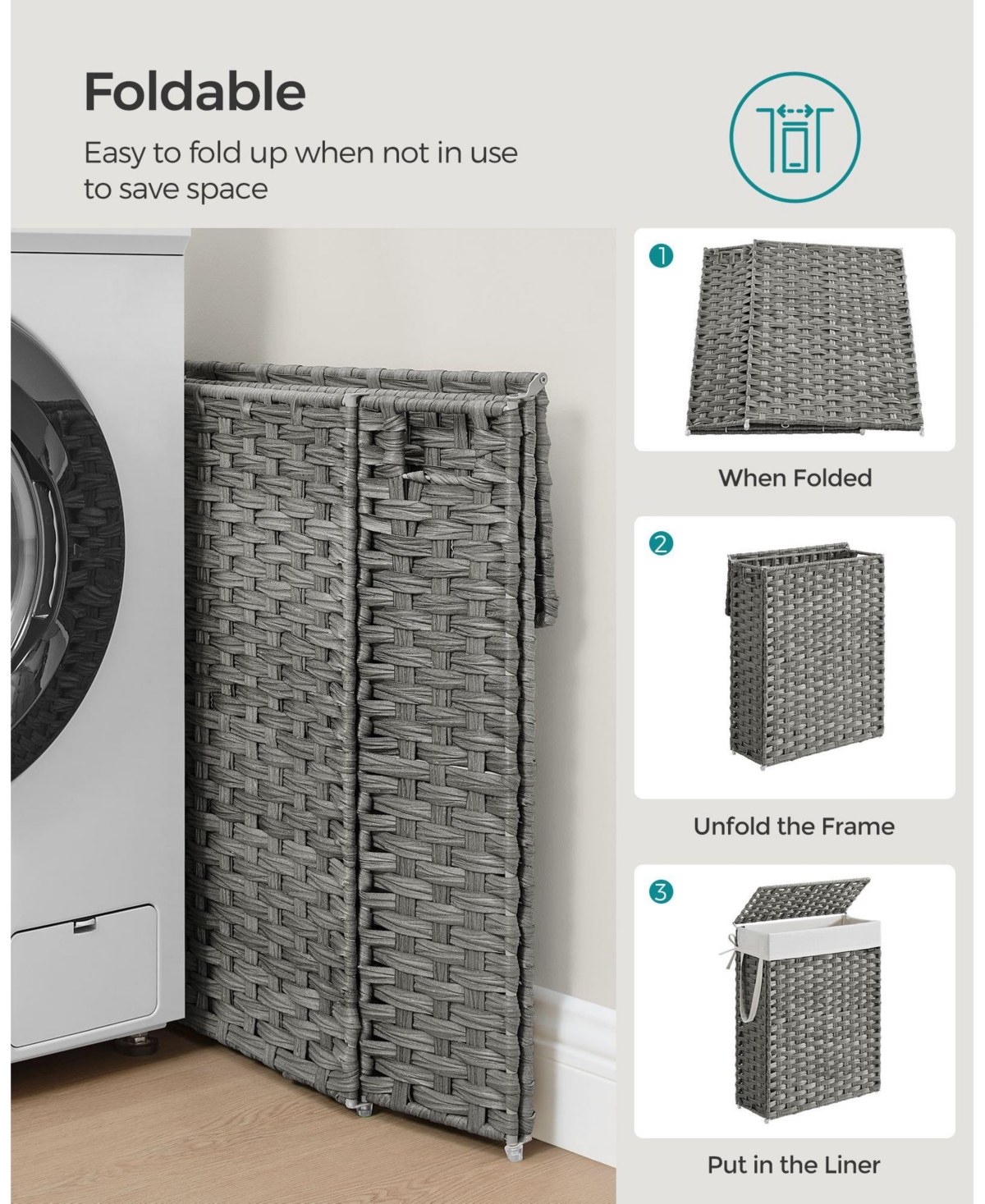 Slickblue Slim Laundry Hamper with Lid Compact and Stylish for Efficient Laundry Storage